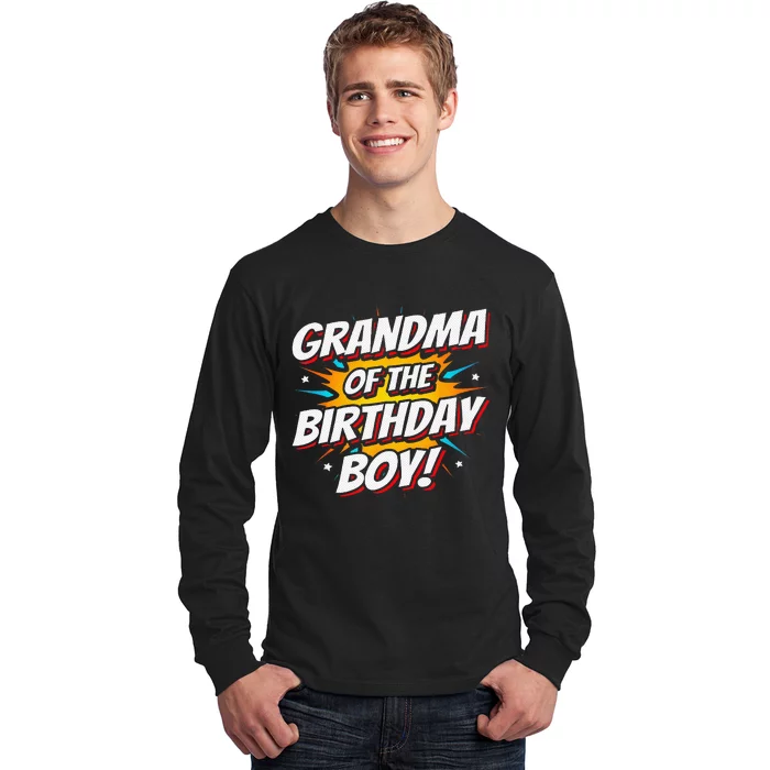 Superhero Party Comics Birthday Grandma Of Birthday Boy Long Sleeve Shirt