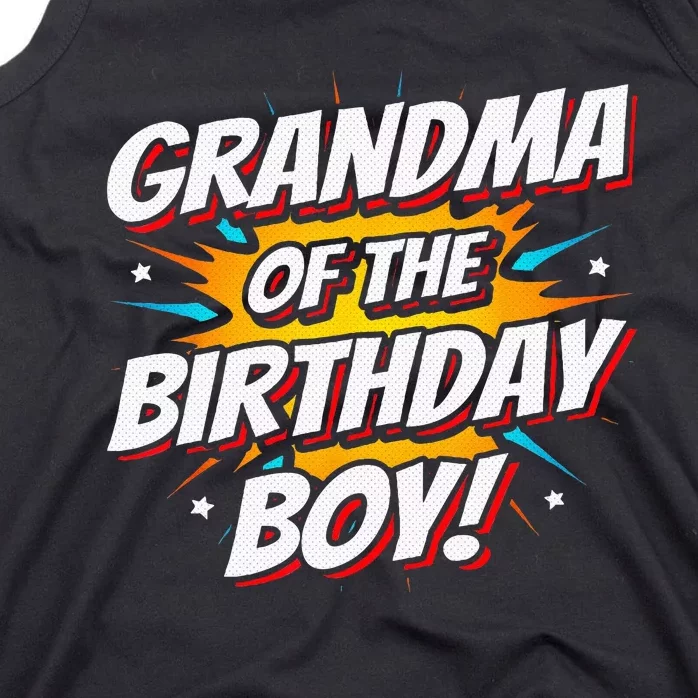 Superhero Party Comics Birthday Grandma Of Birthday Boy Tank Top