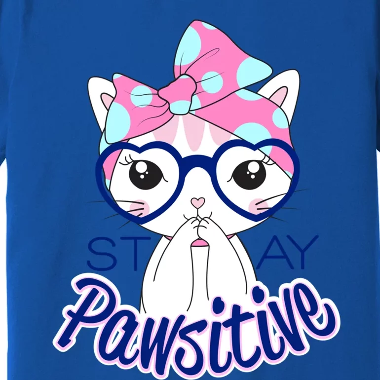 Stay Pawsitive Cat Mom Cat With Glasses Funny Cat Mom Cool Gift Premium T-Shirt