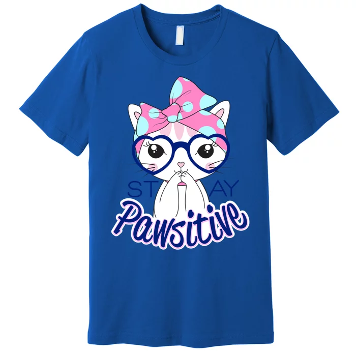 Stay Pawsitive Cat Mom Cat With Glasses Funny Cat Mom Cool Gift Premium T-Shirt