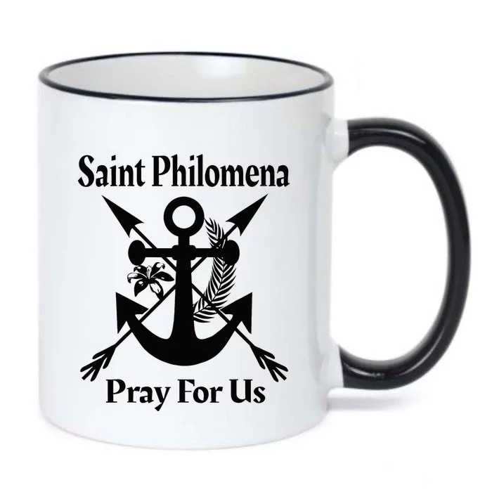 Saint Philomena Catholic St Anchor Image Lily Arrows Black Color Changing Mug