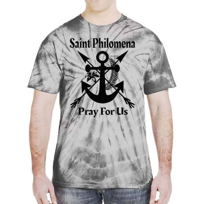 Saint Philomena Catholic St Anchor Image Lily Arrows Tie-Dye T-Shirt