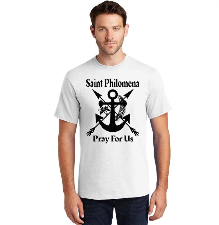 Saint Philomena Catholic St Anchor Image Lily Arrows Tall T-Shirt