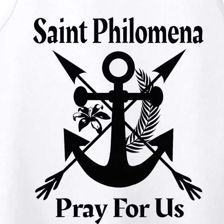 Saint Philomena Catholic St Anchor Image Lily Arrows Performance Tank