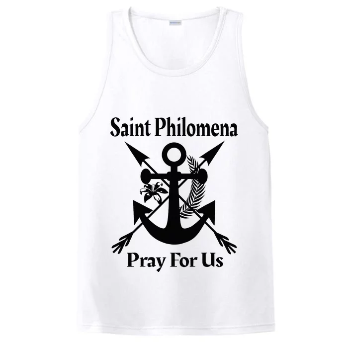 Saint Philomena Catholic St Anchor Image Lily Arrows Performance Tank