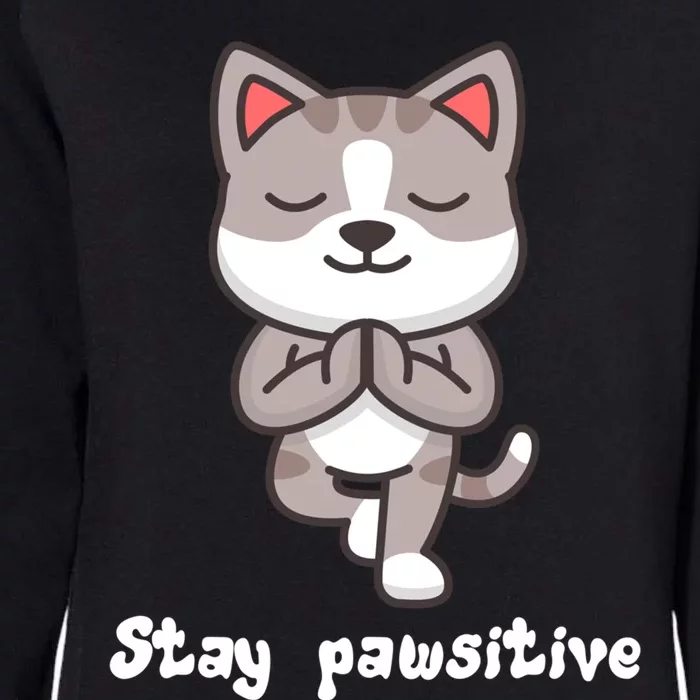 Stay Pawsitive Cool Yoga Positive Funny Cat Pun Quote Gift Womens California Wash Sweatshirt