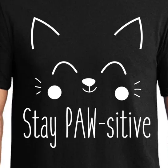 Stay Pawsitive Cute Cat Kitten Gift Pajama Set