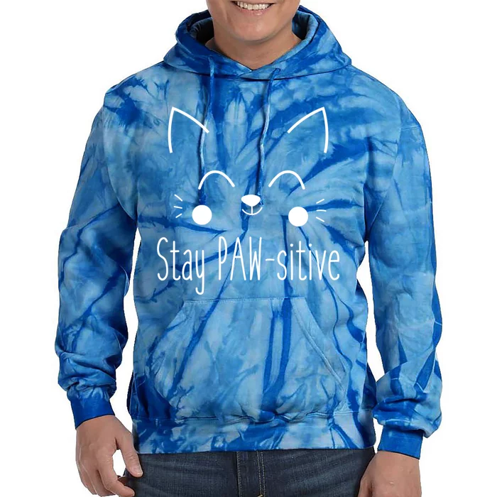 Stay Pawsitive Cute Cat Kitten Gift Tie Dye Hoodie