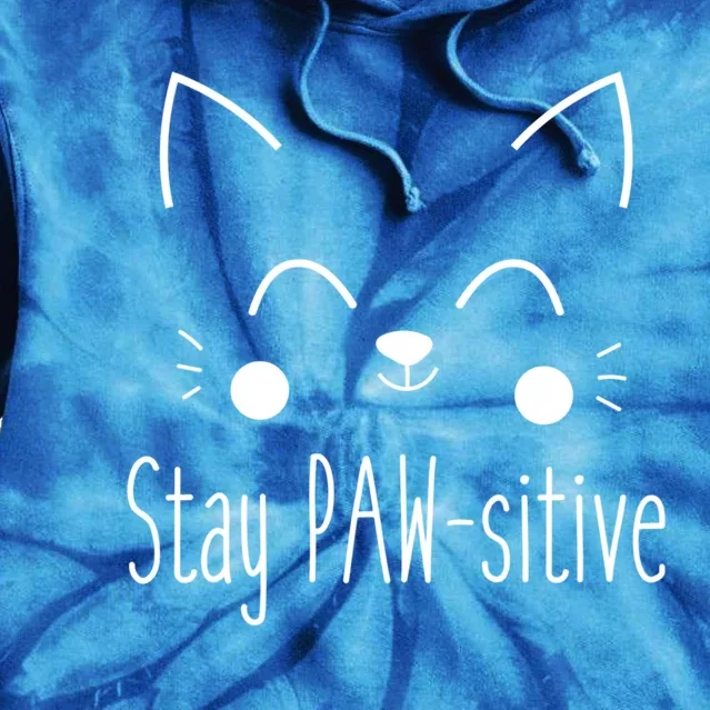 Stay Pawsitive Cute Cat Kitten Gift Tie Dye Hoodie