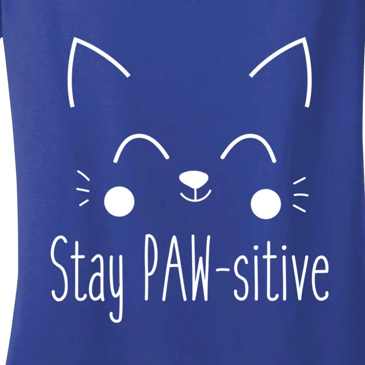 Stay Pawsitive Cute Cat Kitten Gift Women's V-Neck T-Shirt