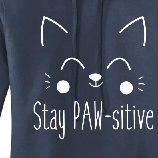 Stay Pawsitive Cute Cat Kitten Gift Women's Pullover Hoodie