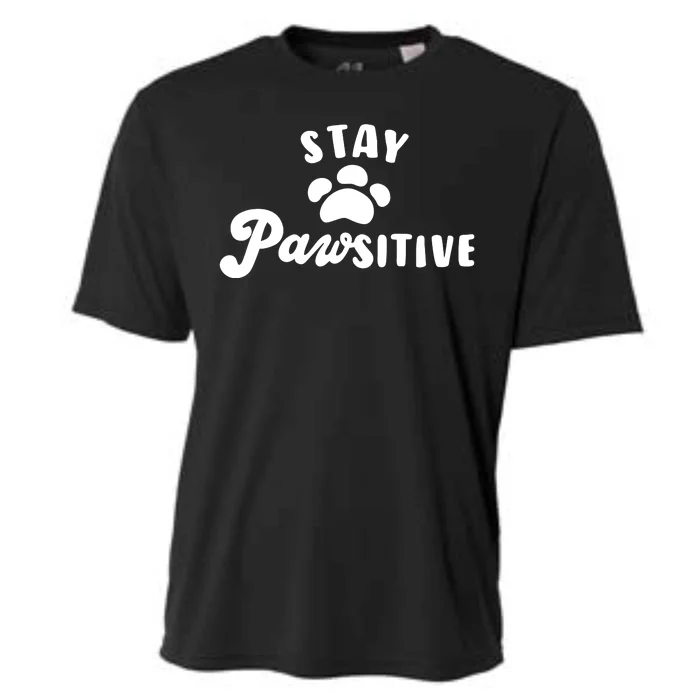 Stay Pawsitive Cute Dog Quote Cooling Performance Crew T-Shirt