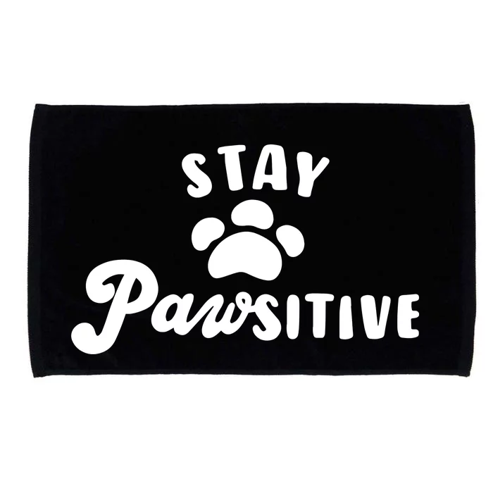 Stay Pawsitive Cute Dog Quote Microfiber Hand Towel