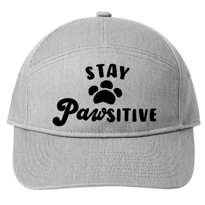 Stay Pawsitive Cute Dog Quote 7-Panel Snapback Hat