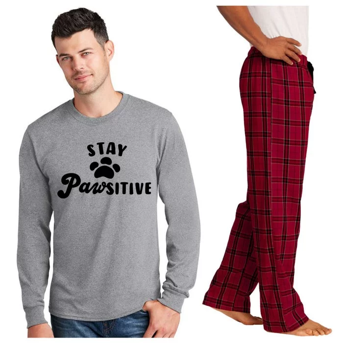 Stay Pawsitive Cute Dog Quote Long Sleeve Pajama Set