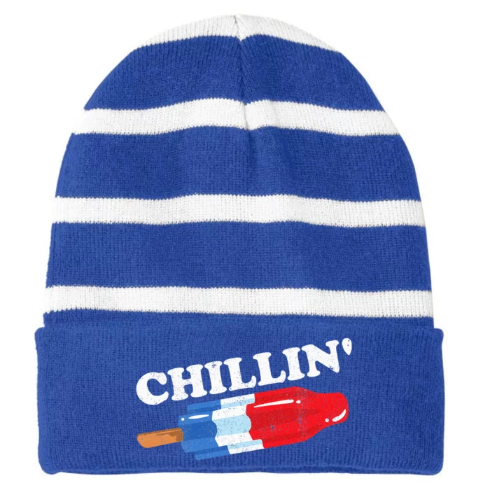 Summer Popsicle Chillin Funny Bomb Retro 80s Pop Gift Striped Beanie with Solid Band