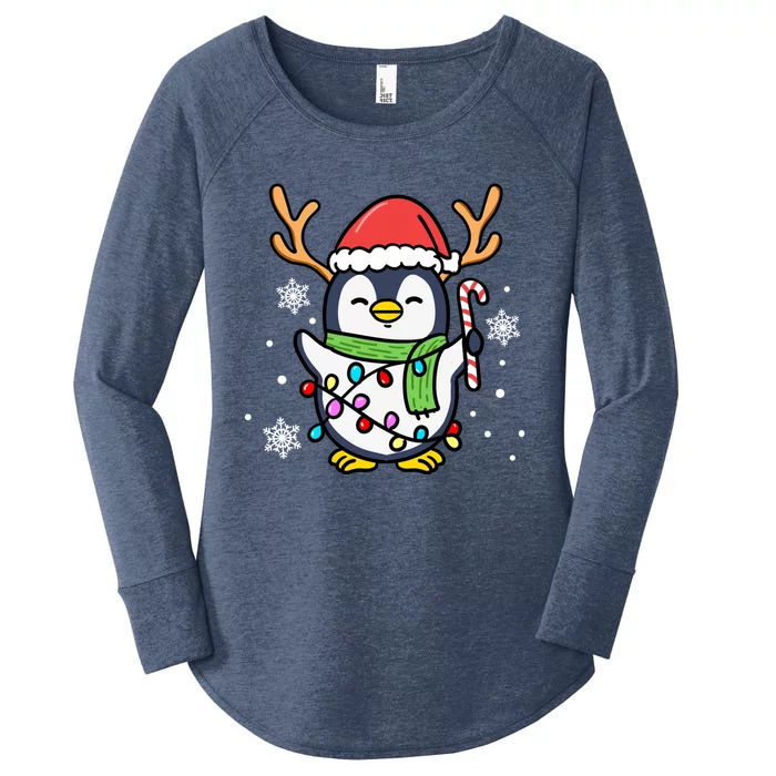 Santa Penguin Christmas Penguin Gift Women's Perfect Tri Tunic Long Sleeve Shirt