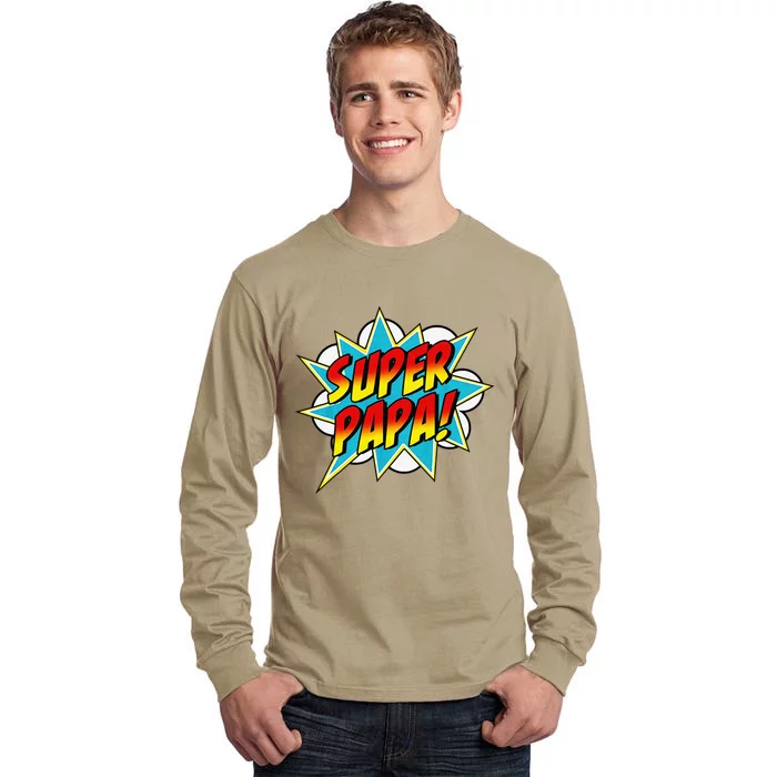 Super Papa Comic Book Superhero Fathers Day Tall Long Sleeve T-Shirt