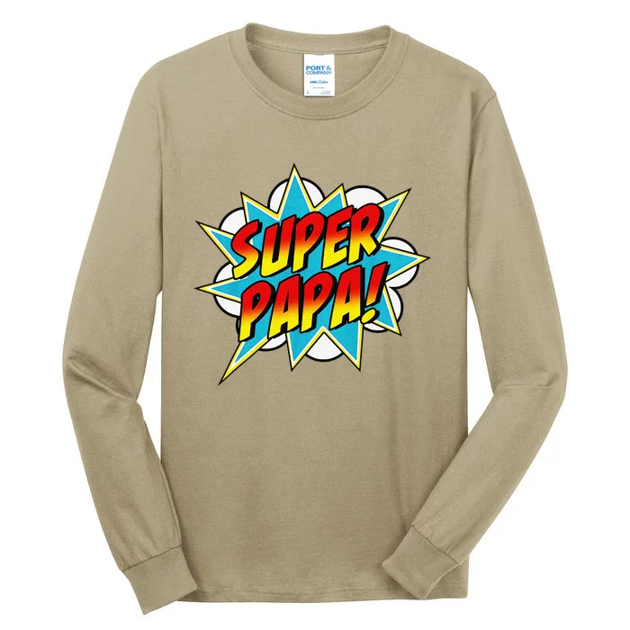 Super Papa Comic Book Superhero Fathers Day Tall Long Sleeve T-Shirt