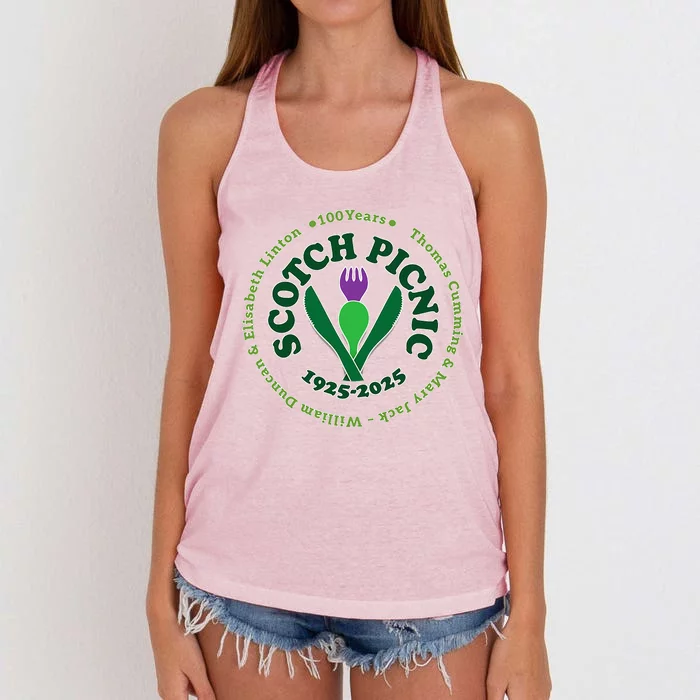 Scotch Picnic Clear Backgound Women's Knotted Racerback Tank