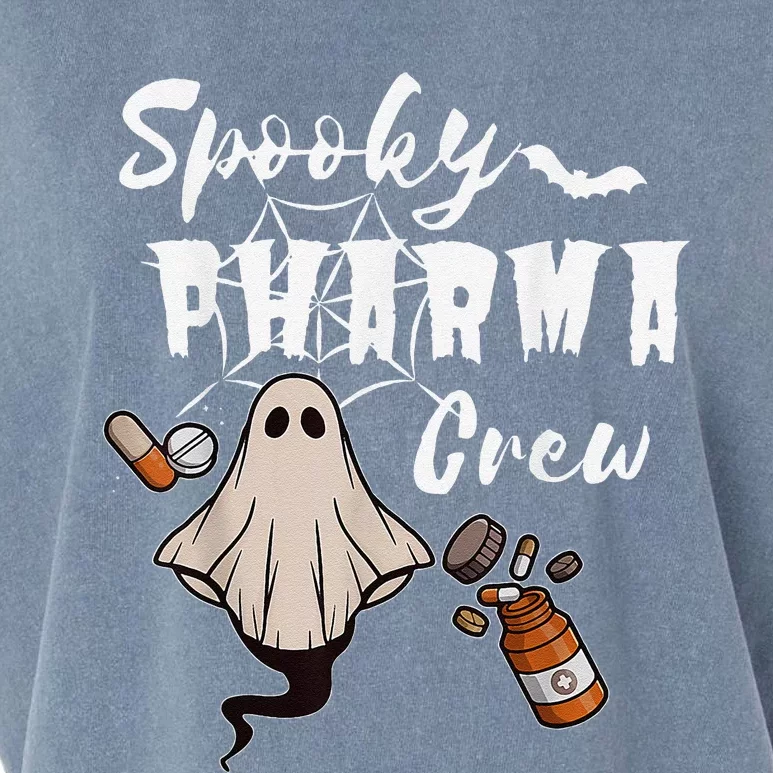 Spooky Pharma Crew Ghost Halloween Pharmacist Pharmacology Garment-Dyed Women's Muscle Tee