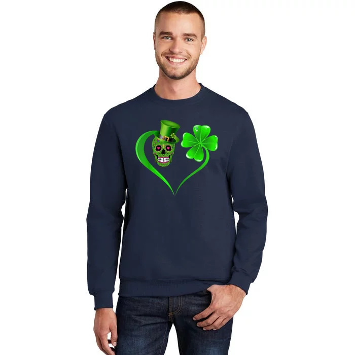 St Patricks Clover Skull Heart Funny St Patricks Day Tall Sweatshirt