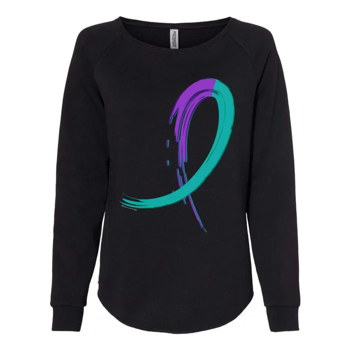 Suicide Prevention Cool Gift Purple And Teal Graffiti Ribbon Womens California Wash Sweatshirt