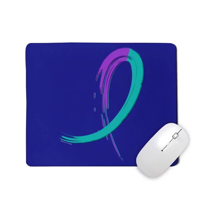 Suicide Prevention Cool Gift Purple And Teal Graffiti Ribbon Mousepad