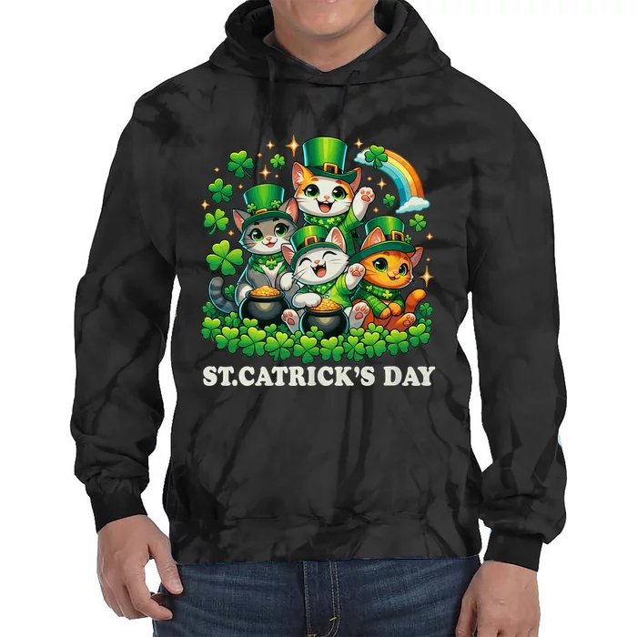 St Patricks Catricks Day Cats Saint Pattys Tie Dye Hoodie