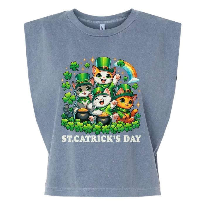 St Patricks Catricks Day Cats Saint Pattys Garment-Dyed Women's Muscle Tee