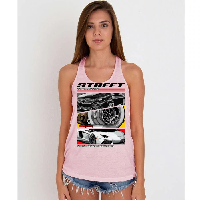 Street Performance Car Turbo Kit Design Women's Knotted Racerback Tank