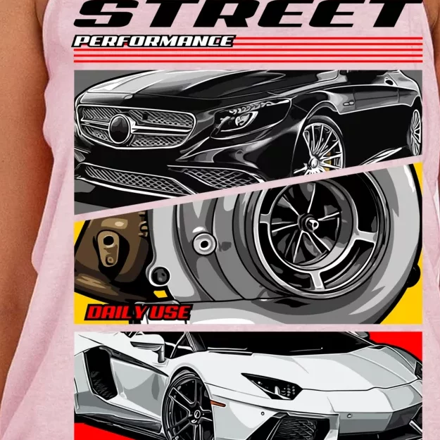 Street Performance Car Turbo Kit Design Women's Knotted Racerback Tank