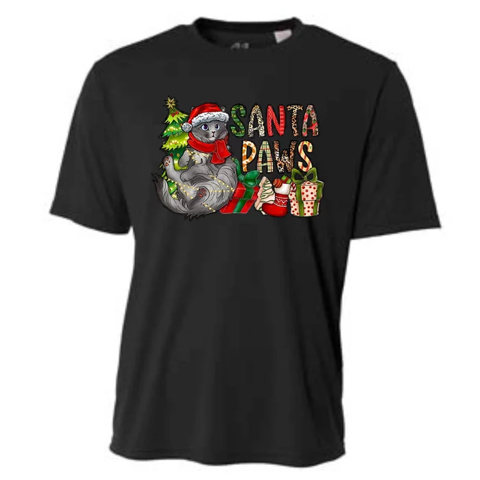 Santa Paws Cat Christmas Cat Sweet Christmas Animals Funny Gift Cooling Performance Crew T-Shirt