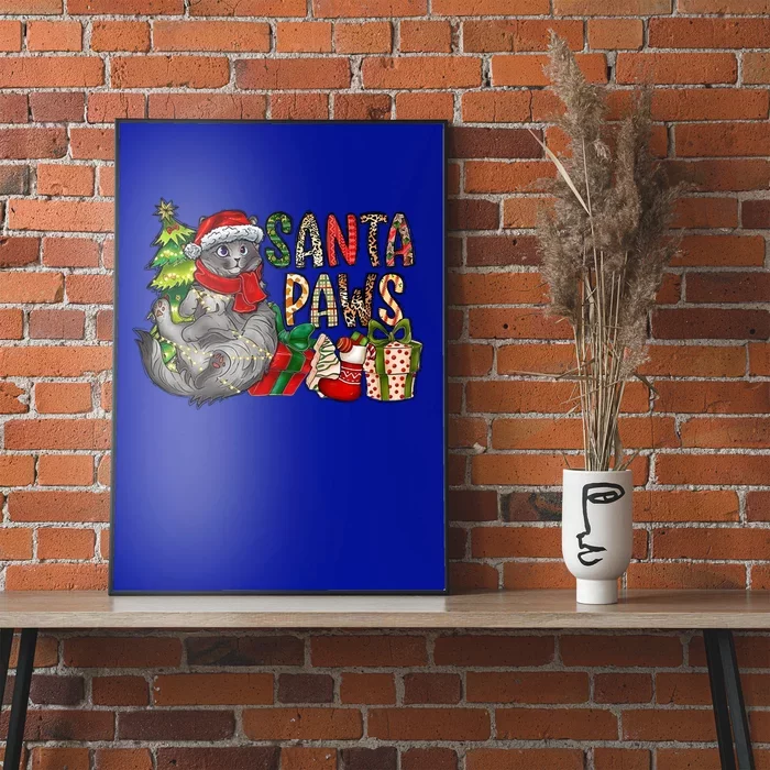 Santa Paws Cat Christmas Cat Sweet Christmas Animals Funny Gift Poster