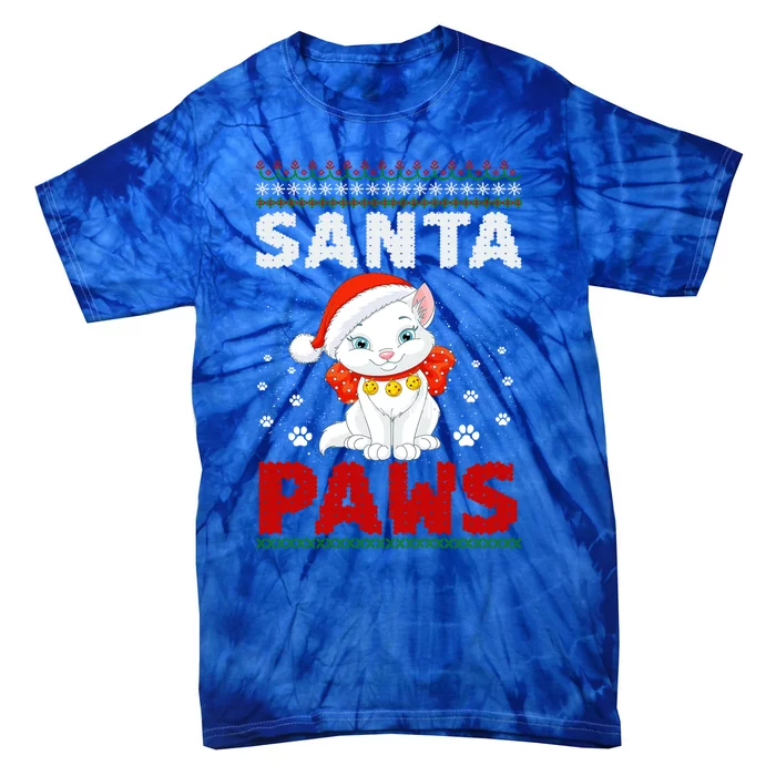 Santa Paws Cat Gift Tie-Dye T-Shirt