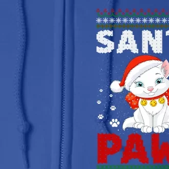 Santa Paws Cat Gift Full Zip Hoodie