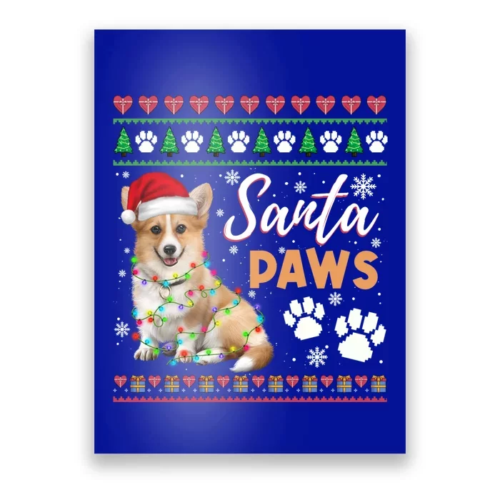 Santa Paws Christmas Dog Merry Christmas Funny Xmas Cute Gift Poster