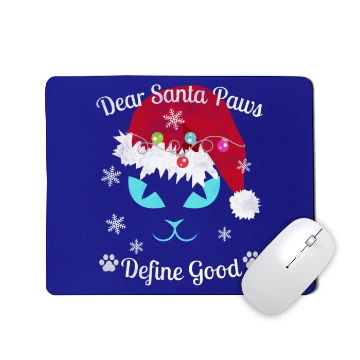 Santa Paws Christmas White And Black Cat Distressed Retro 70s Cute Gift Mousepad