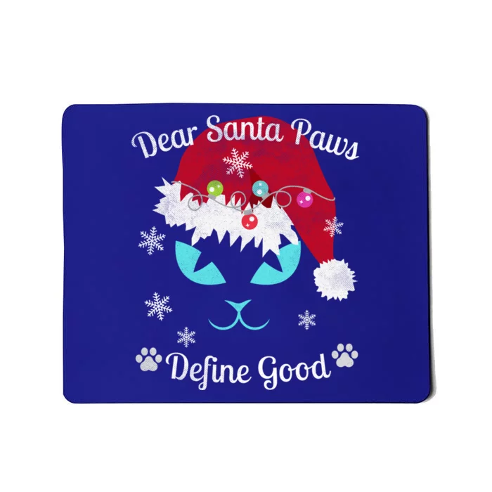 Santa Paws Christmas White And Black Cat Distressed Retro 70s Cute Gift Mousepad