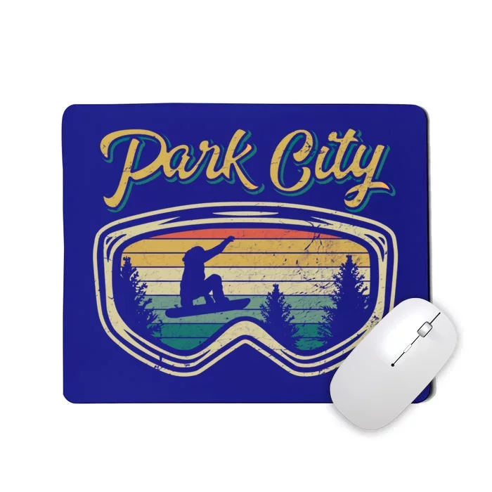 Snowboard Park City Utah Distressed Goggles Big Air Snow Gift Mousepad