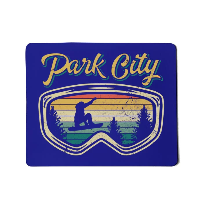 Snowboard Park City Utah Distressed Goggles Big Air Snow Gift Mousepad