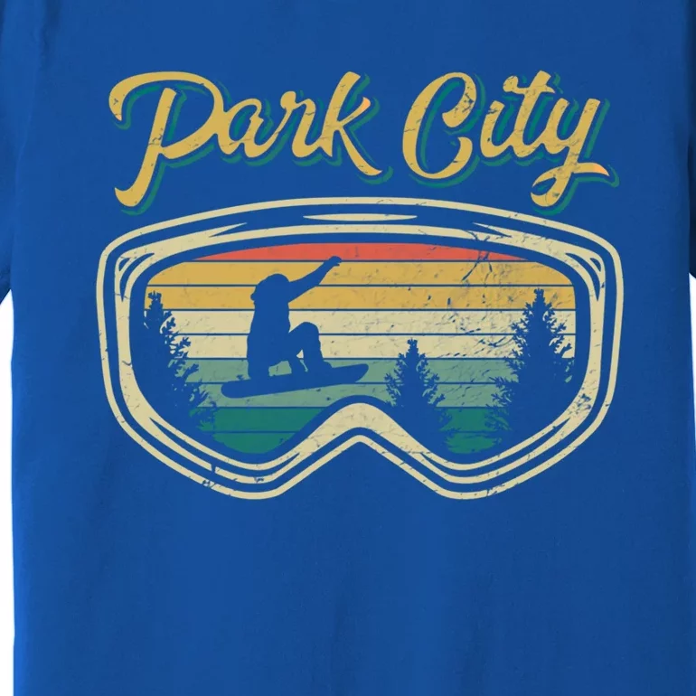 Snowboard Park City Utah Distressed Goggles Big Air Snow Gift Premium T-Shirt