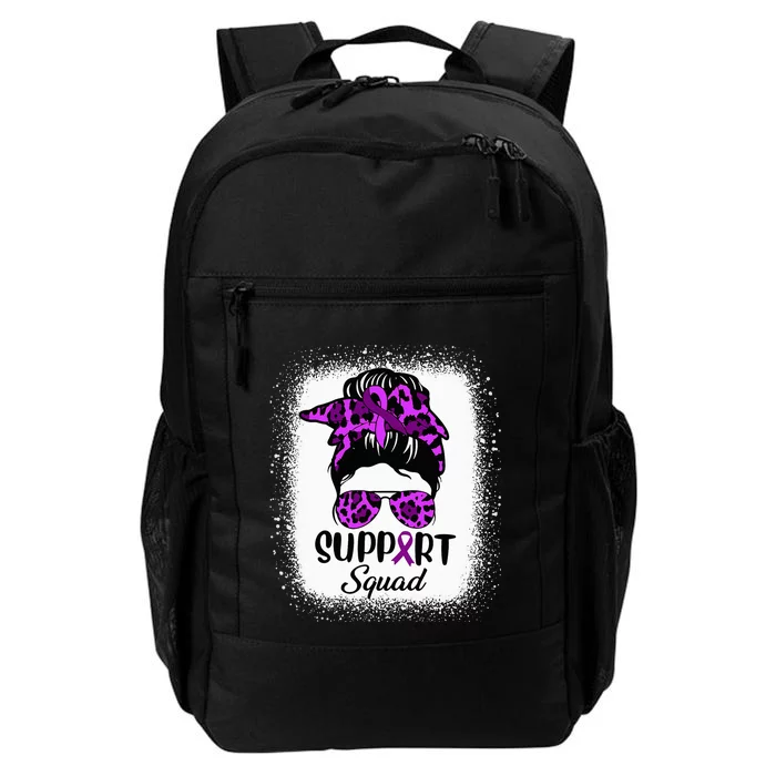 Support Pancreatic Cancer Awareness Messy Bun Ribbon Purple Daily Commute Backpack