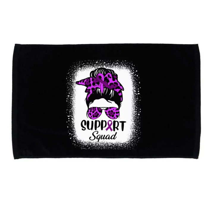 Support Pancreatic Cancer Awareness Messy Bun Ribbon Purple Microfiber Hand Towel