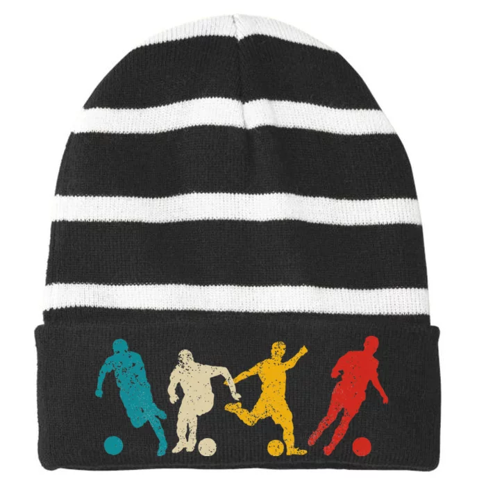 Soccer Player Coach Sports Soccer Striped Beanie with Solid Band