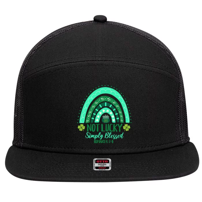 St. Patrick's Christian Simply Blessed Romans 4:78 7 Panel Mesh Trucker Snapback Hat