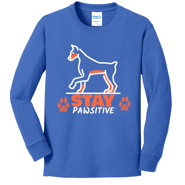 Stay Pawsitive Cool Gift Kids Long Sleeve Shirt