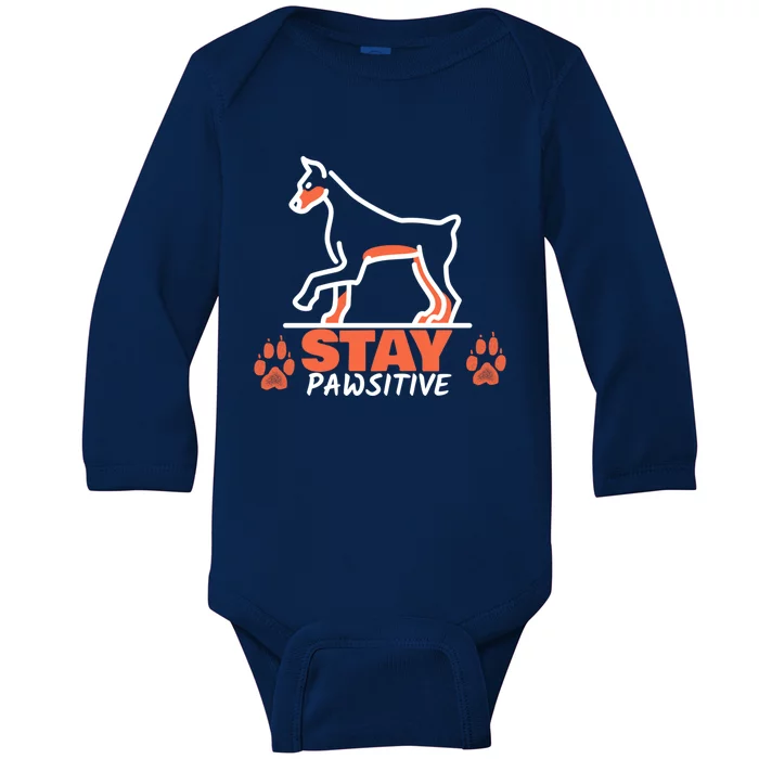 Stay Pawsitive Cool Gift Baby Long Sleeve Bodysuit