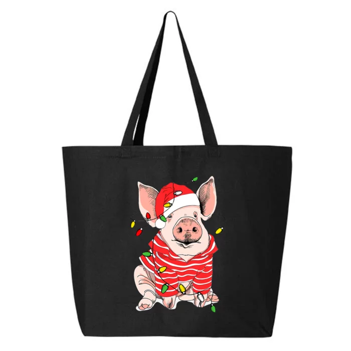 Santa Pig Christmas Lights Pig Lover Christmas Gift 25L Jumbo Tote