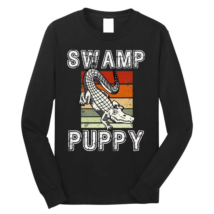 Swamp Puppy Cute Funny Sarcastic Alligator Crocodile Long Sleeve Shirt